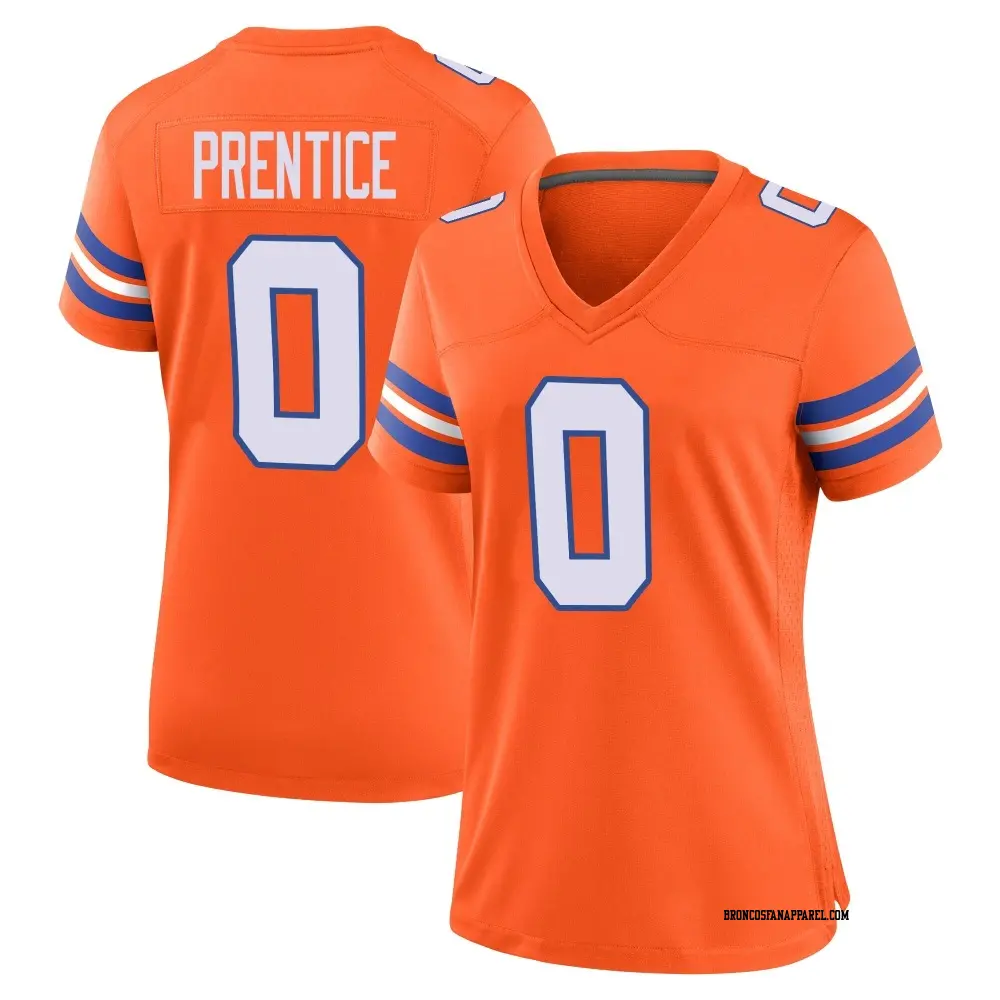 Game Orange Women's Adam Prentice Denver Broncos Alternate Mile High Collection 1977 Throwback Jersey