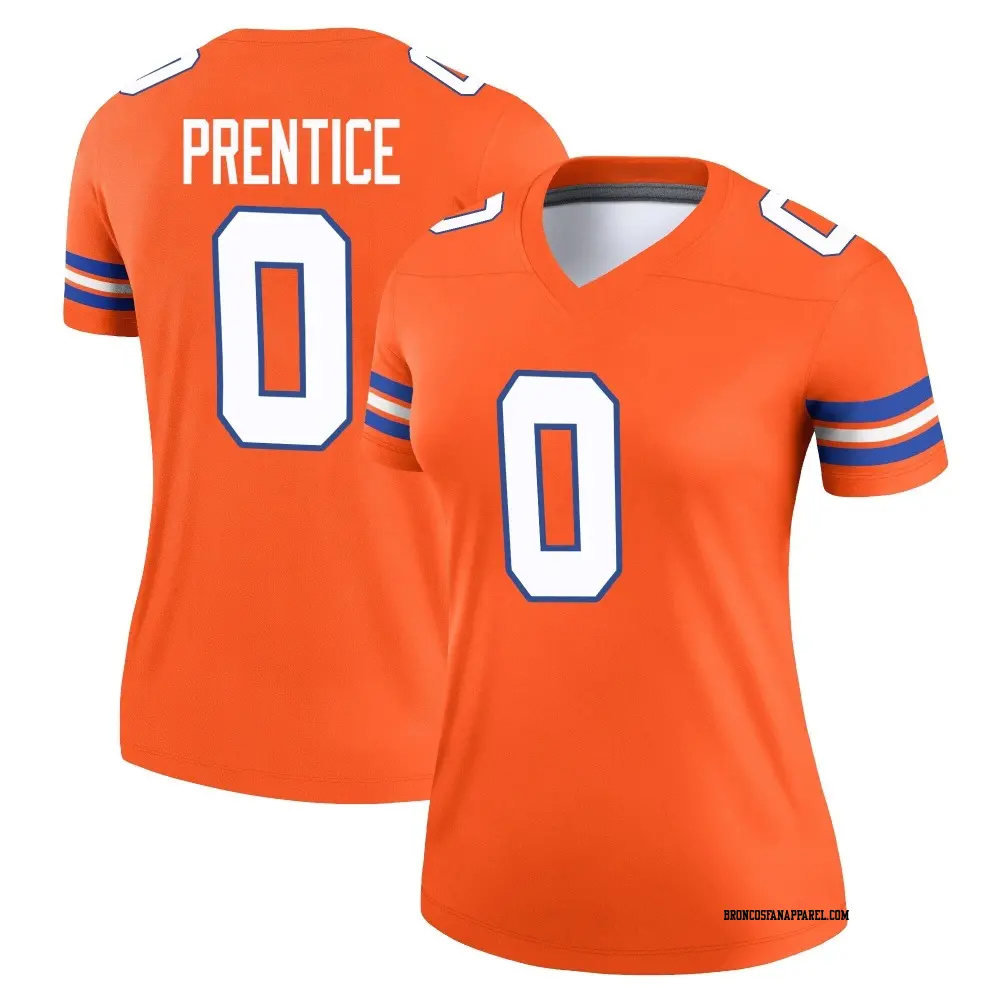 Legend Orange Women's Adam Prentice Denver Broncos Alternate Mile High Collection 1977 Throwback Jersey