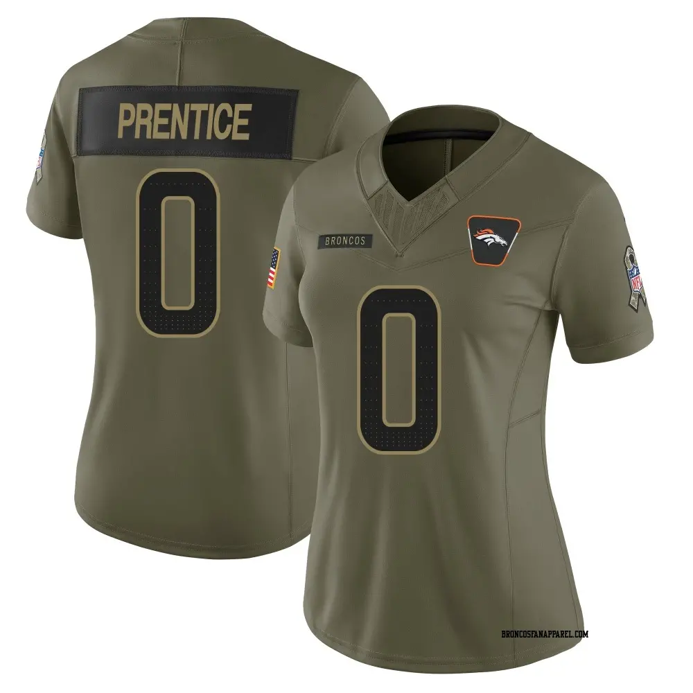 Limited Olive Women's Adam Prentice Denver Broncos 2025 Salute to Service Jersey