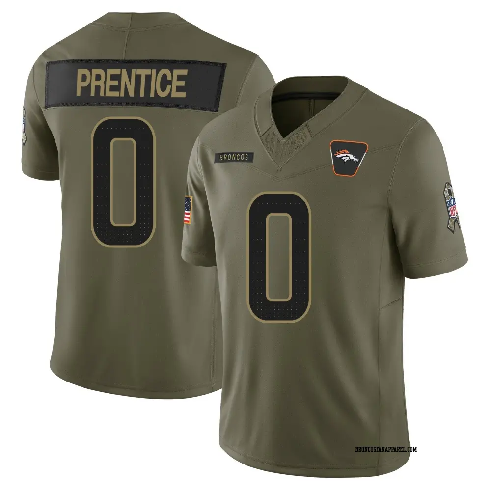 Limited Olive Youth Adam Prentice Denver Broncos 2025 Salute to Service Jersey